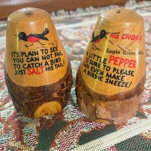 Vintage Wooden Bird Salt and Pepper Shakers